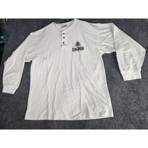 Vintage Gear For Sports Zagreb Croatia Long Sleeve Henley Shirt Mens Sz L White‎